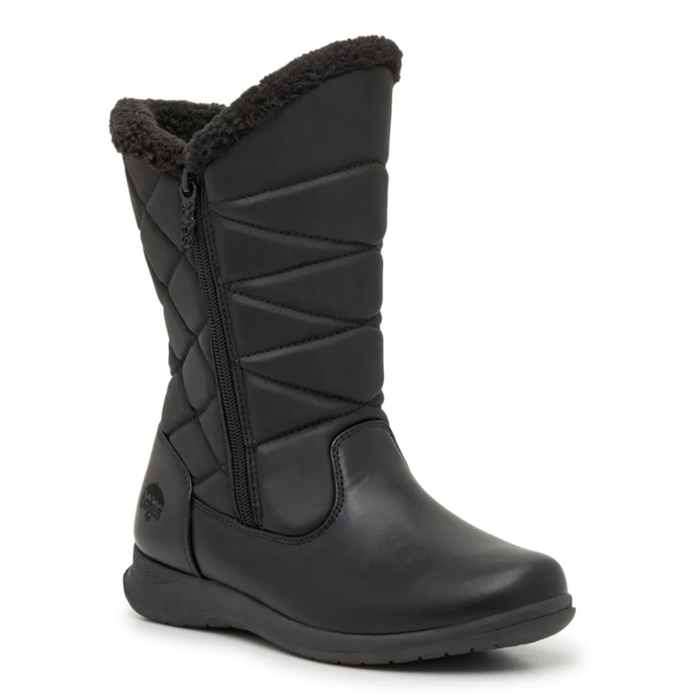 totes Women's Black Quilted Faux Fur Winter Waterproof Boots